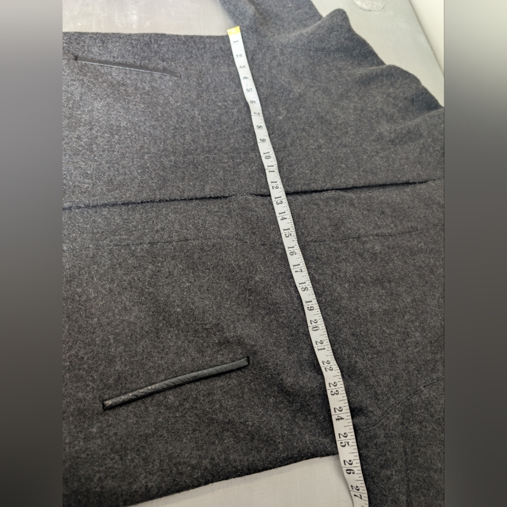 Lina Baday 100% wool Gray Open Front Jacket Quiet Luxury Dark Academia Office 10 - Picture 6 of 9